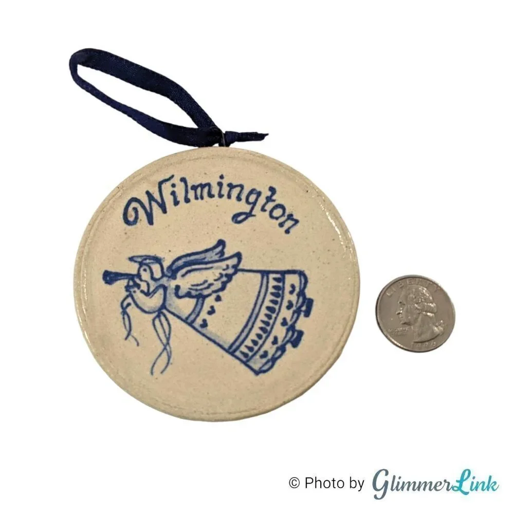 Vintage 1990s Round MPC Wilmington Angel Ceramic Christmas Holidays Ornament